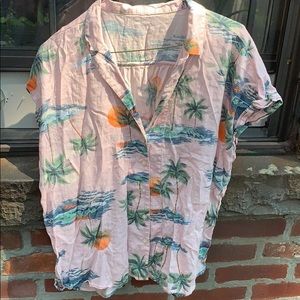Beach Vacation Tourist Button Down Shirt Palm Tree